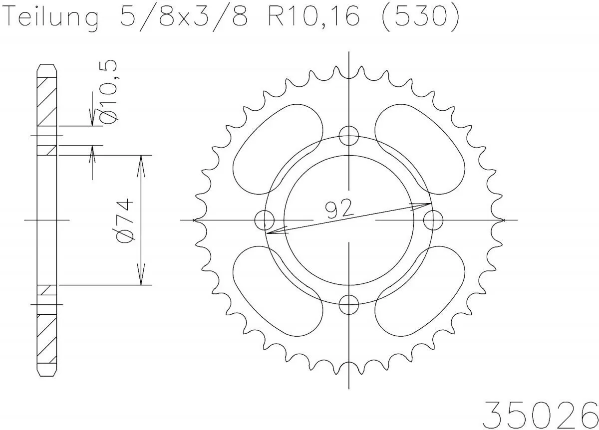 Esjot Sprocket Rear Steel 39T - 530