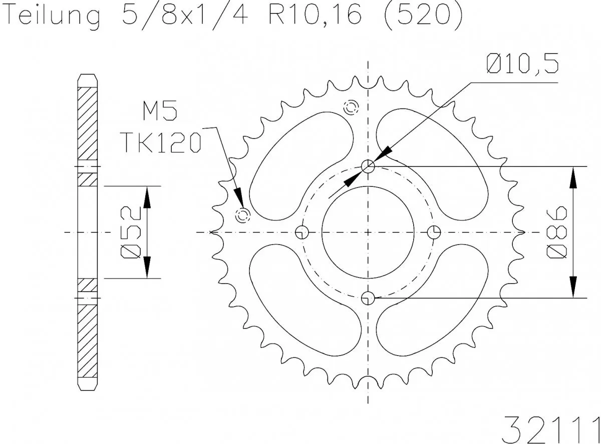 Esjot Sprocket Rear Steel 30T - 520