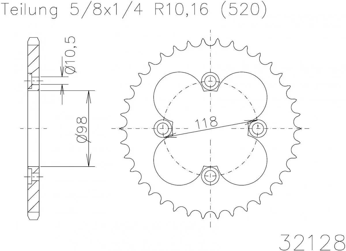 Esjot Sprocket Rear Steel 39T - 520
