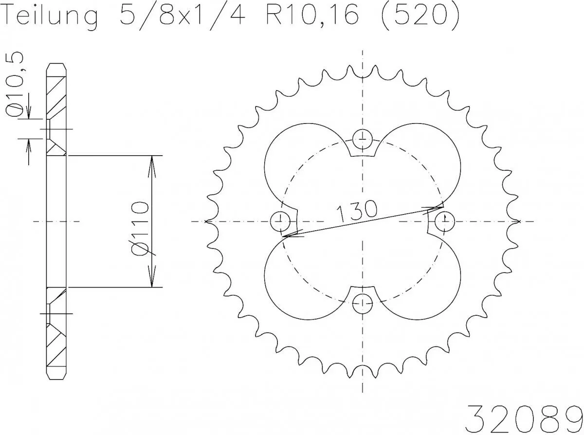 Esjot Sprocket Rear Steel 40T - 520