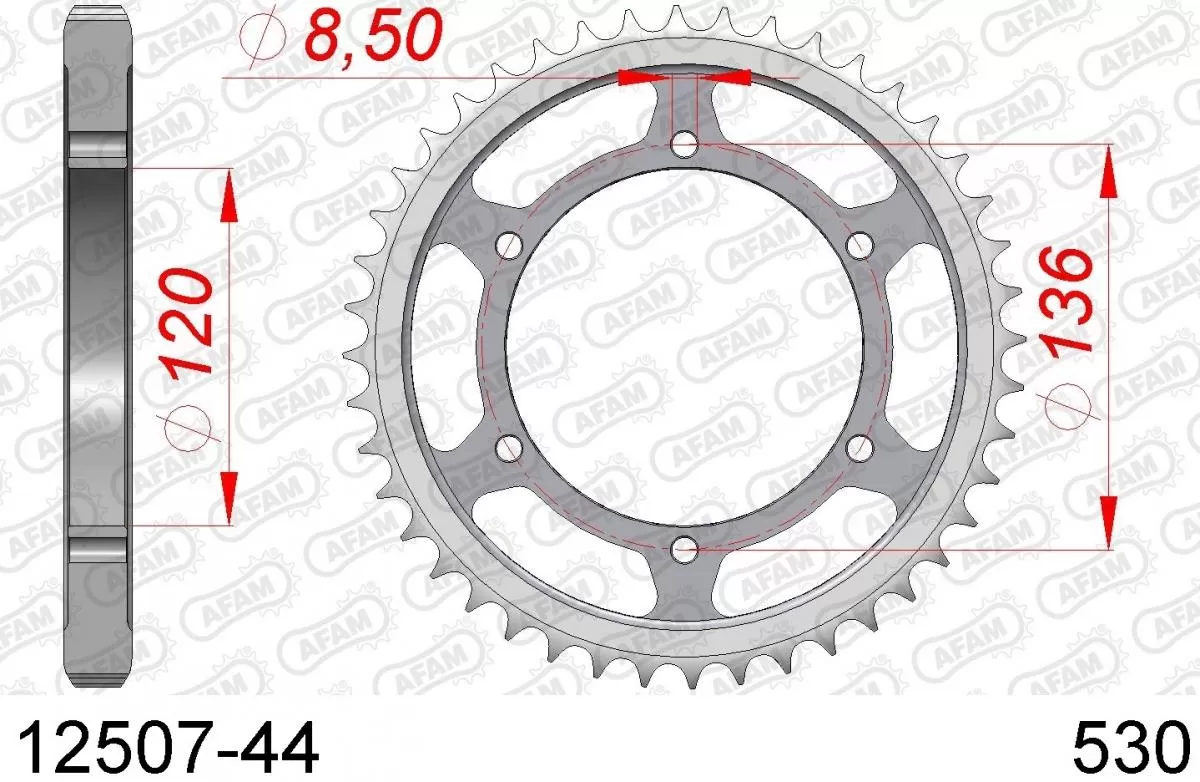 AFAM Sprocket Rear Steel 44T - 530