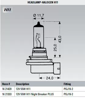 Osram Bulb 12V 55W H11