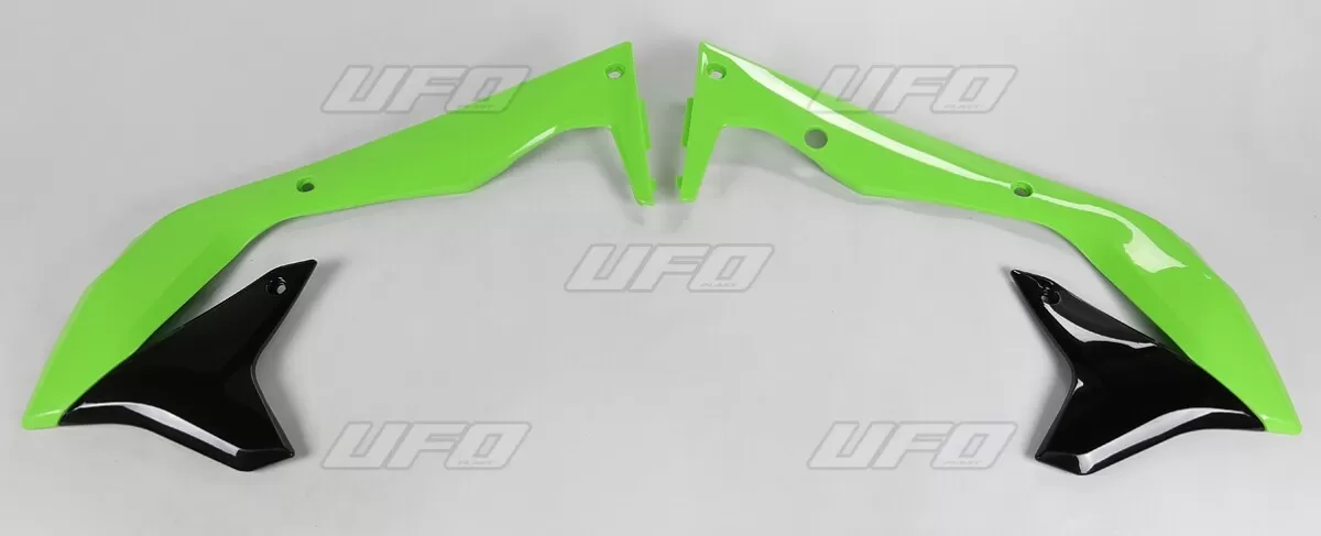UFO Lower Radiator Covers Black/Green KXF450 2016