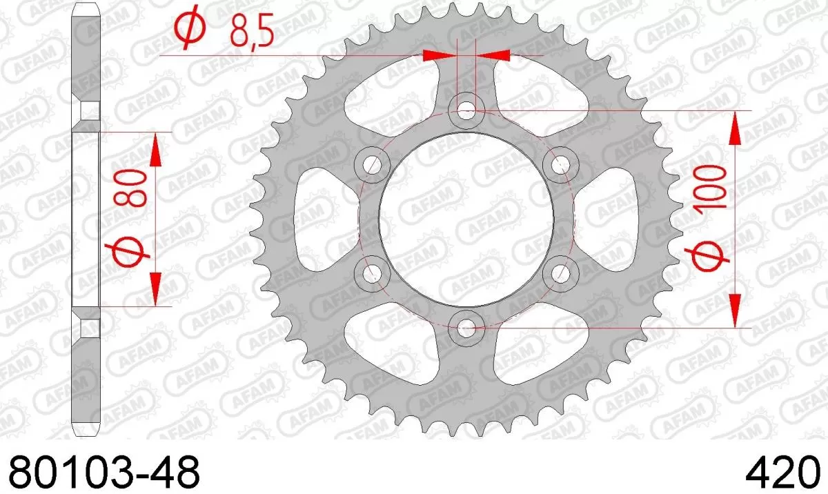 AFAM Sprocket Rear Steel 48T - 420
