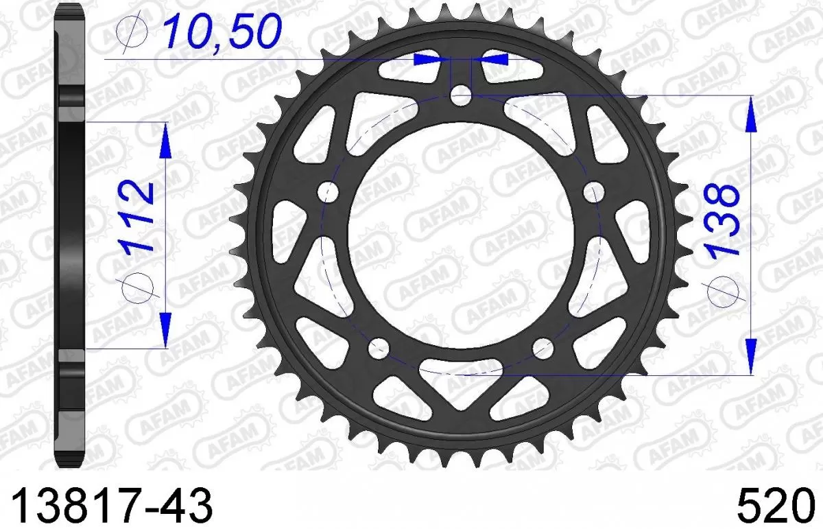 AFAM Sprocket Rear Aluminium 43T - 520