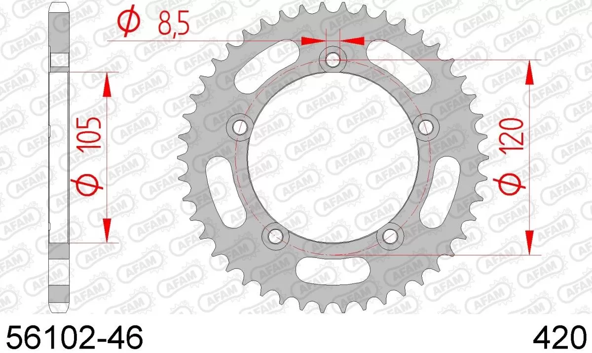 AFAM Sprocket Rear Steel 46T - 420
