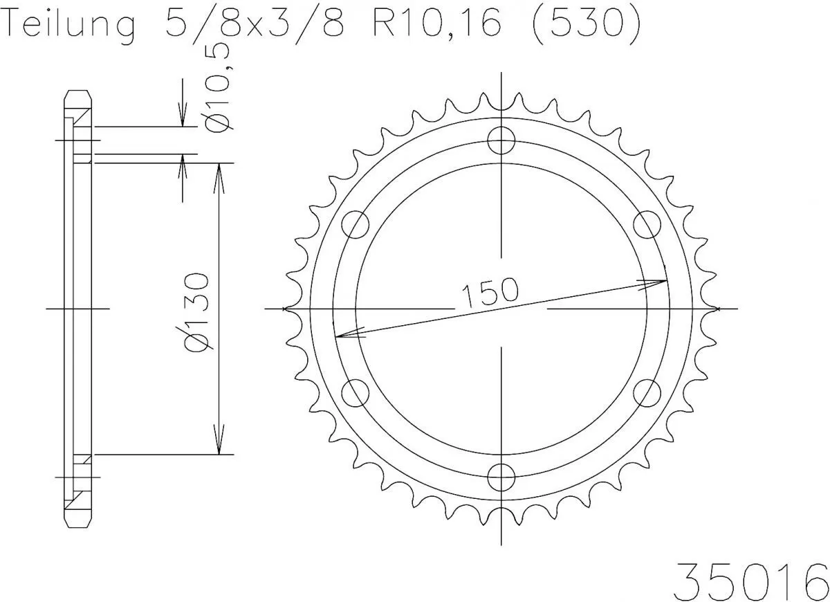 Esjot Sprocket Rear Steel 38T - 530