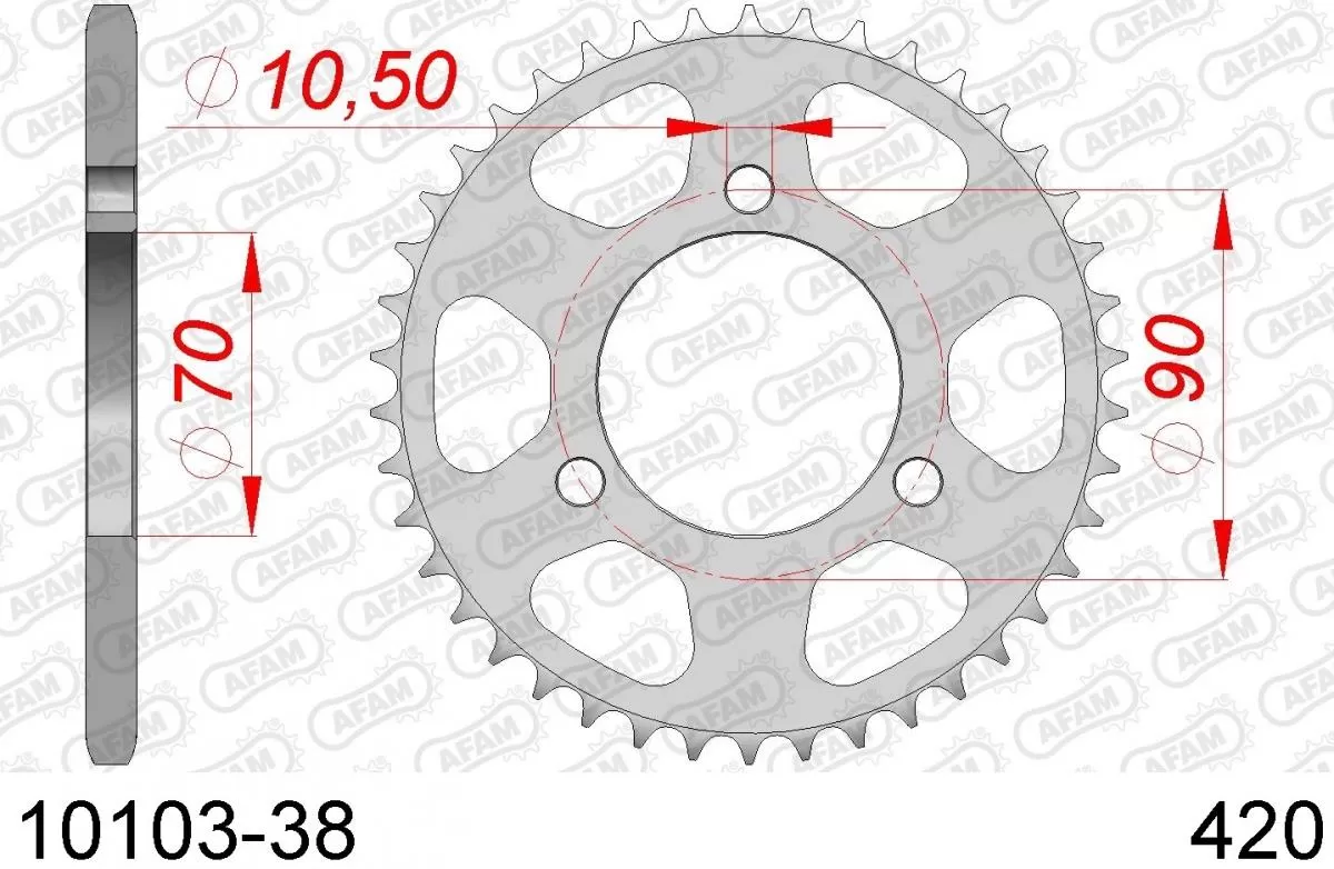 AFAM Sprocket Rear Steel 38T - 420