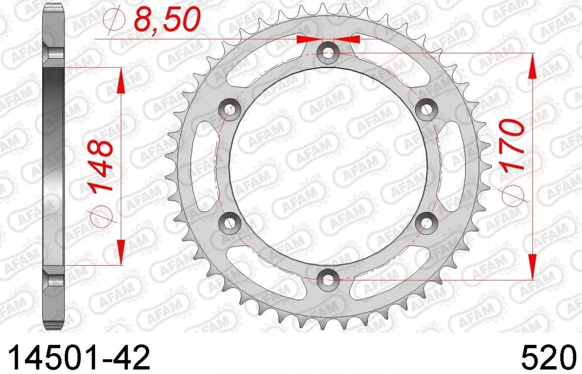 AFAM Sprocket Rear Steel 42T - 520