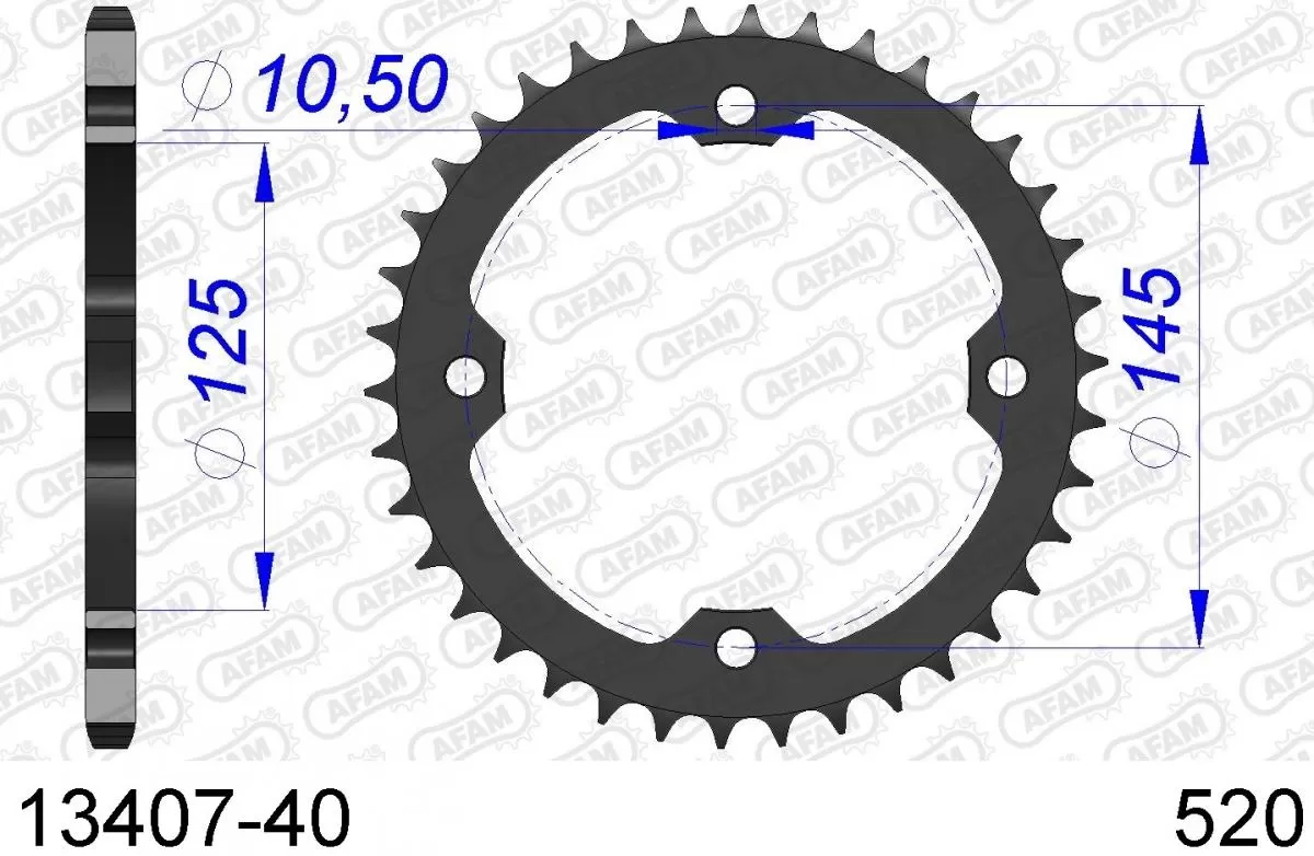 AFAM Sprocket Rear Aluminium 40T - 520