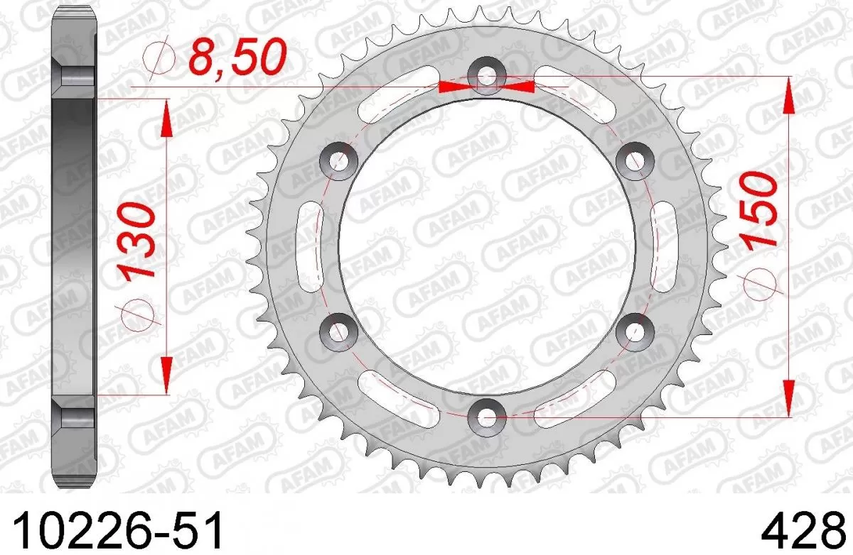 AFAM Sprocket Rear Steel 51T - 428