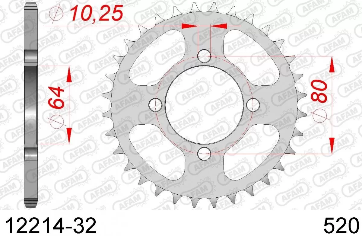 AFAM Sprocket Rear Steel 32T - 520