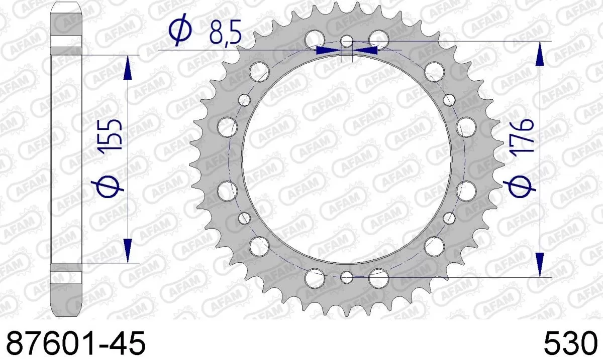 AFAM Sprocket Rear Aluminium 45T - 530