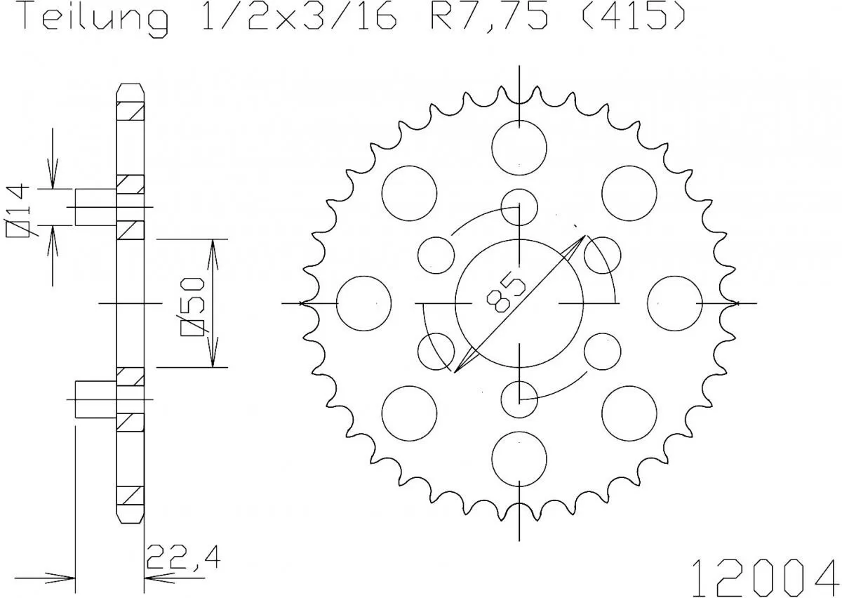 Esjot Sprocket Rear Steel 46T - 415