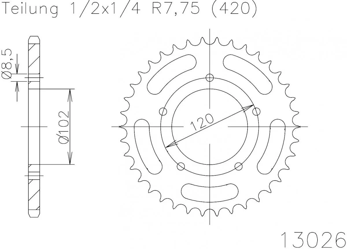 Esjot Sprocket Rear Steel 47T - 420