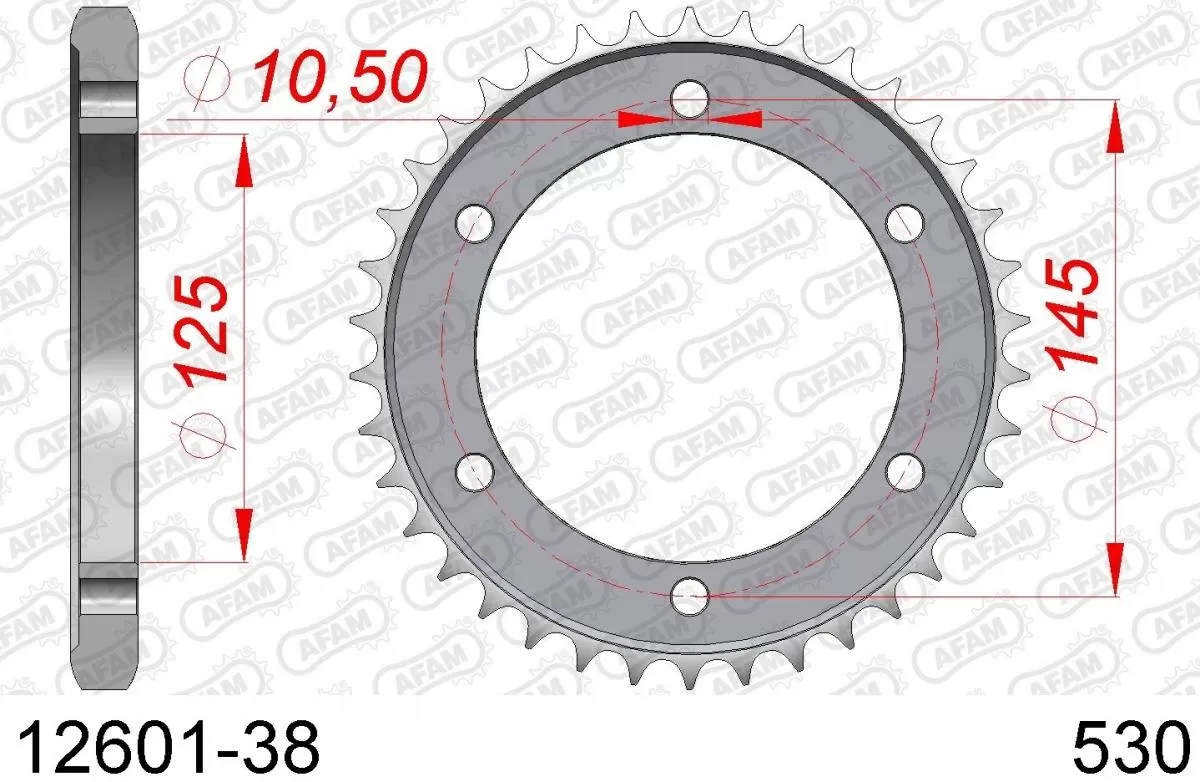 AFAM Sprocket Rear Steel 38T - 530