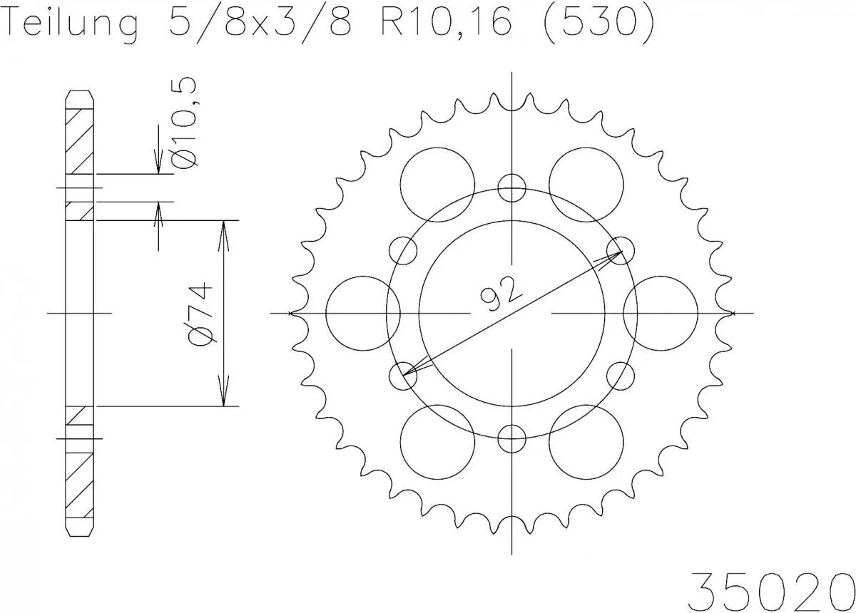 Esjot Sprocket Rear Steel 45T - 530