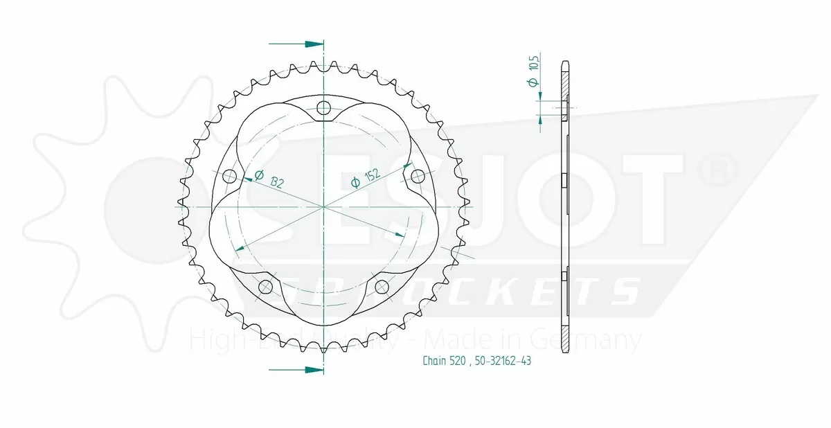 Esjot Sprocket Rear Steel 43T - 520