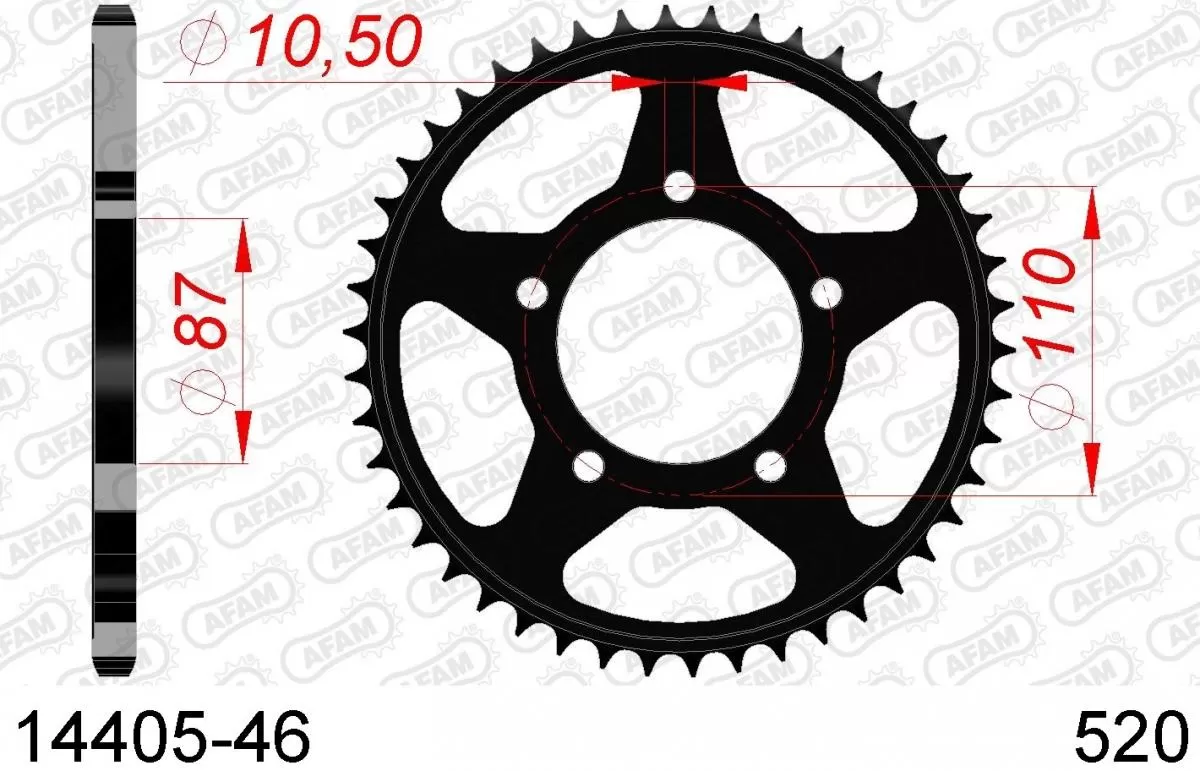 AFAM Sprocket Rear Steel 46T - 520