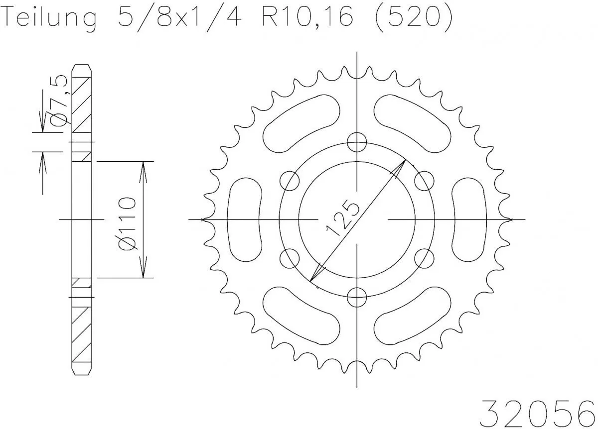 Esjot Sprocket Rear Steel 39T - 520
