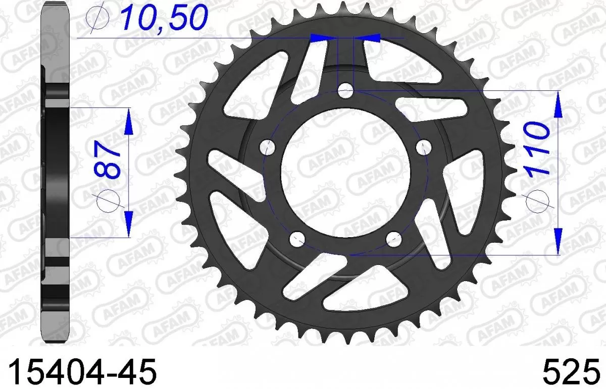 AFAM Sprocket Rear Aluminium 45T - 525