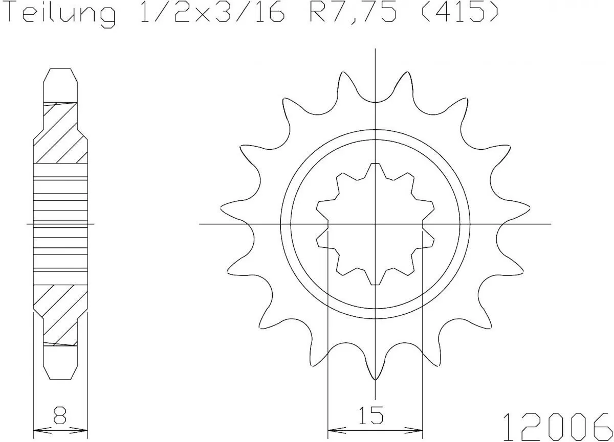 Esjot Sprocket Front 15T - 415