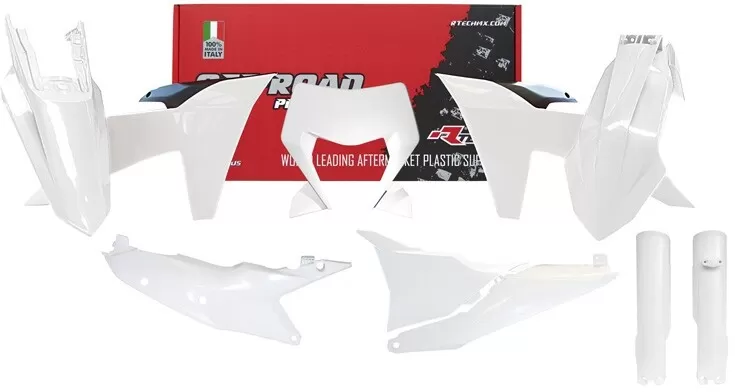 Rtech 7-Piece Plastic Set White/Black KTM EXC/EXCF 2024