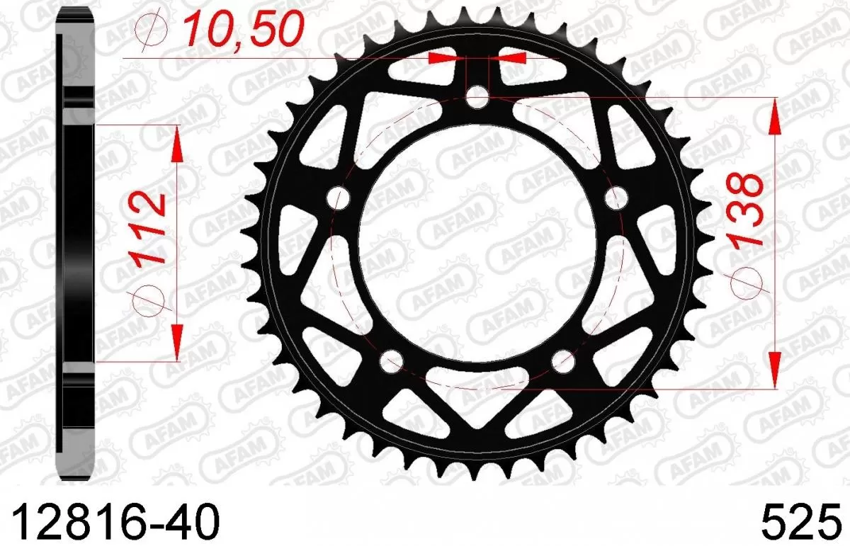 AFAM Sprocket Rear Steel 40T - 525
