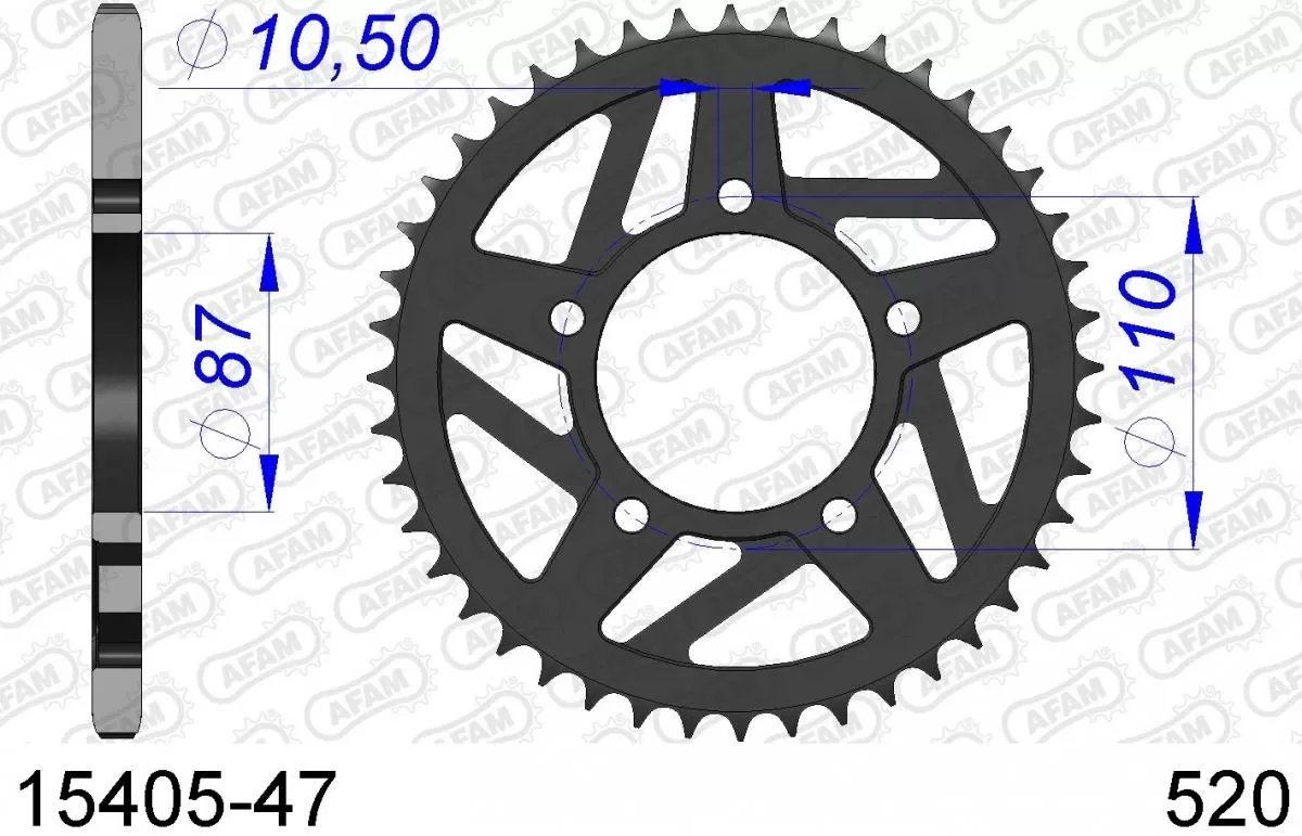 AFAM Sprocket Rear Aluminium 47T - 520
