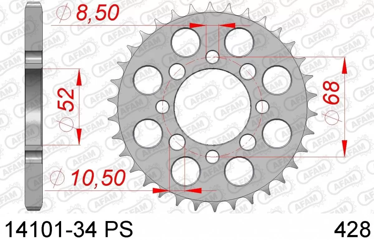 AFAM Sprocket Rear Steel 34T PS - 428