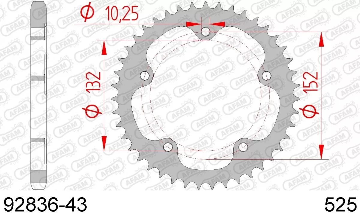 AFAM Sprocket Rear Steel 43T - 525