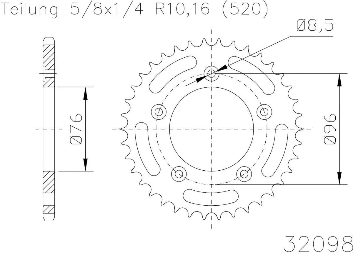 Esjot Sprocket Rear Steel 43T - 520