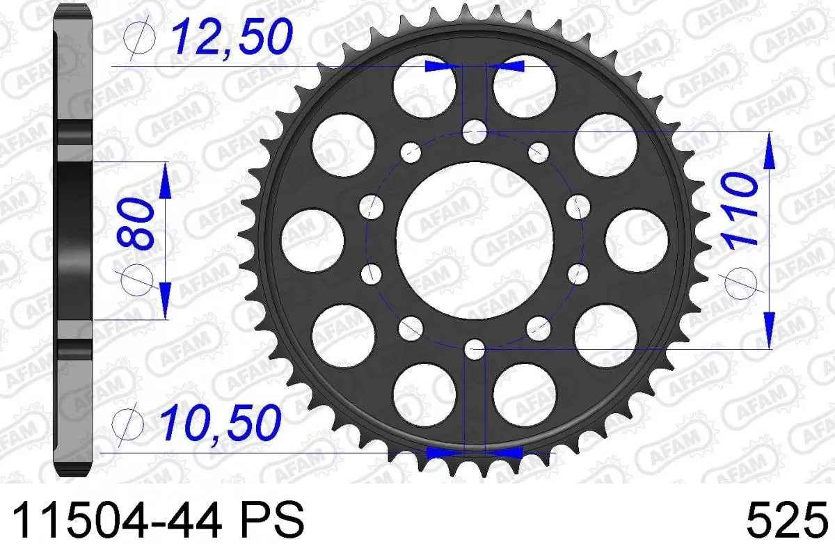 AFAM Sprocket Rear Aluminium 44T PS - 525