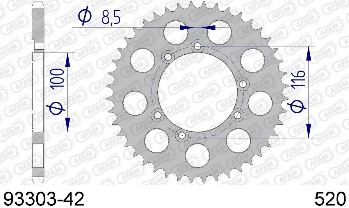 AFAM Sprocket Rear Aluminium 42T - 520