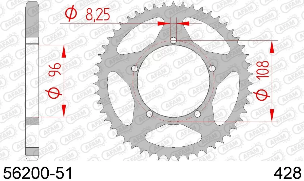 AFAM Sprocket Rear Steel 51T - 428