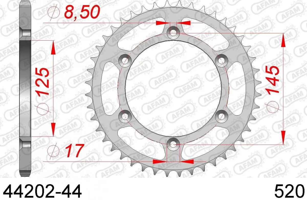 AFAM Sprocket Rear Steel 44T - 520
