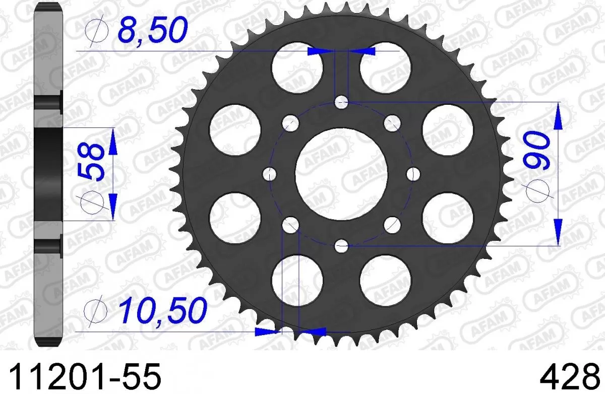 AFAM Sprocket Rear Aluminium 55T - 428