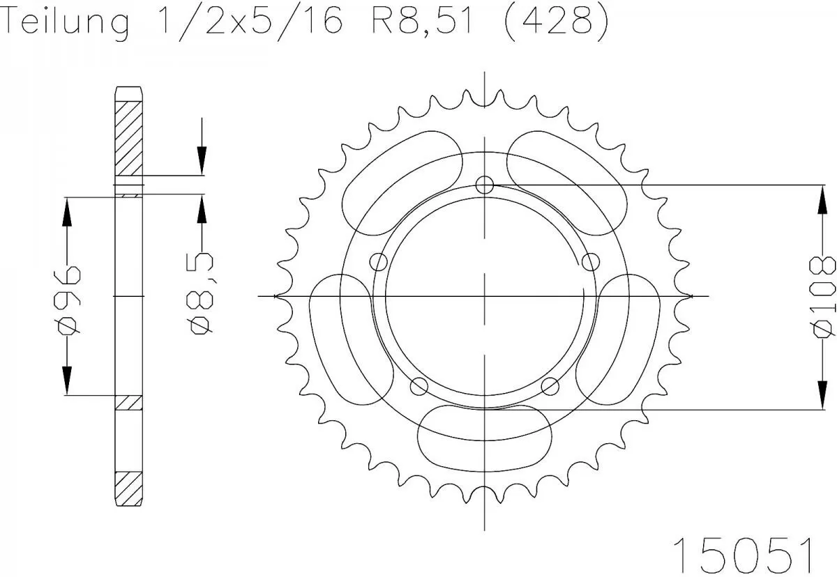 Esjot Sprocket Rear Steel 52T - 428
