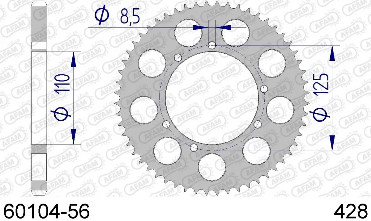 AFAM Sprocket Rear Aluminium 56T - 428
