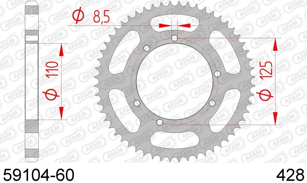 AFAM Sprocket Rear Steel 60T - 428