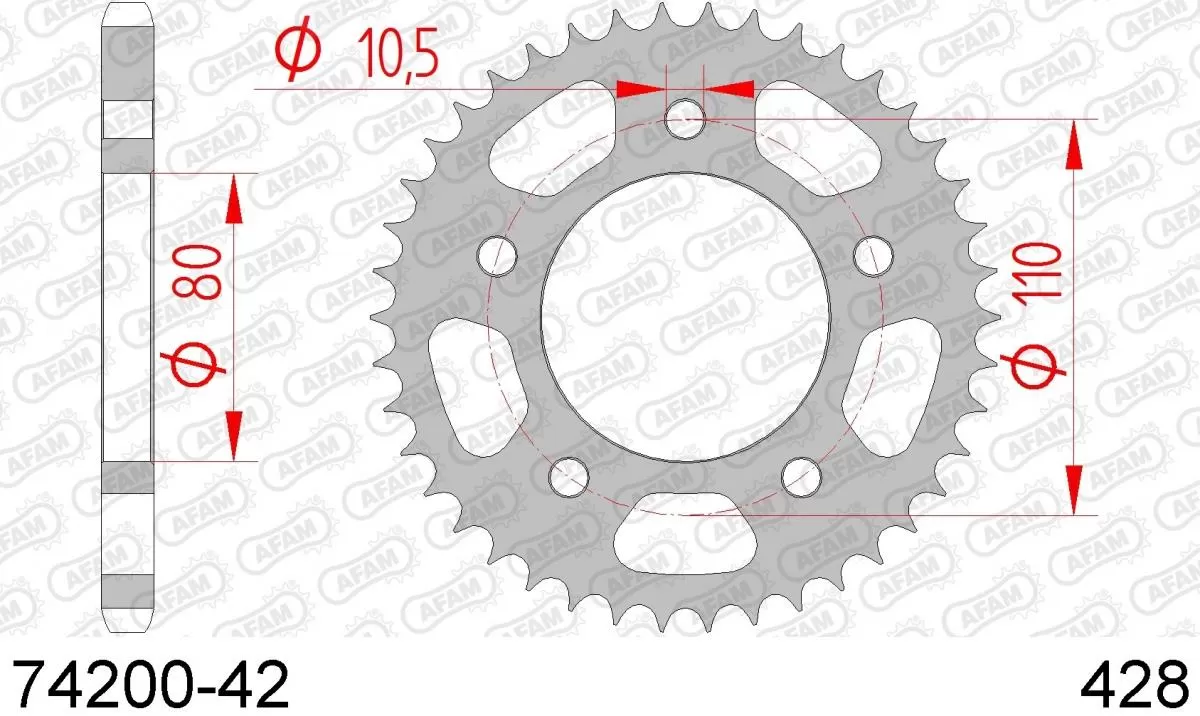 AFAM Sprocket Rear Steel 42T - 428