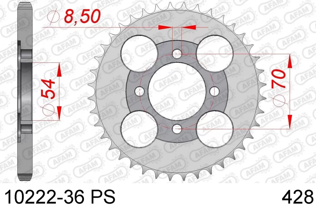 AFAM Sprocket Rear Steel 36T PS - 428