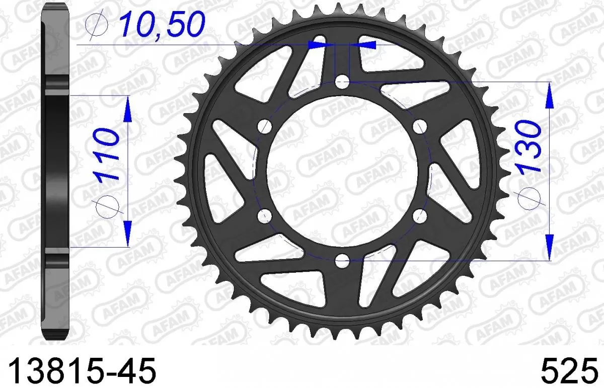 AFAM Sprocket Rear Aluminium 45T - 525