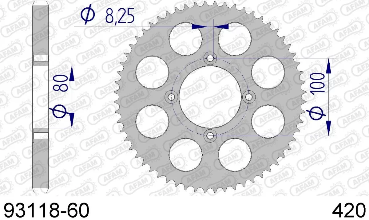 AFAM Sprocket Rear Aluminium 60T - 420