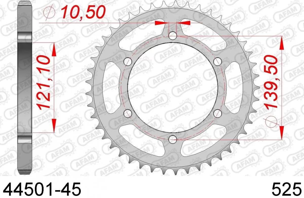 AFAM Sprocket Rear Steel 45T - 525