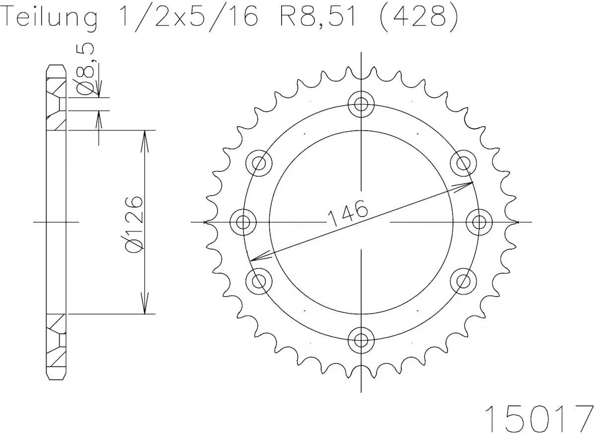 Esjot Sprocket Rear Steel 50T - 428