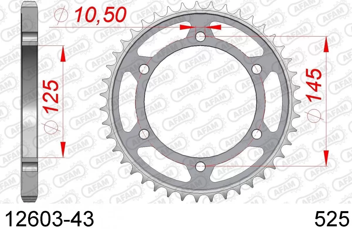 AFAM Sprocket Rear Steel 43T - 525