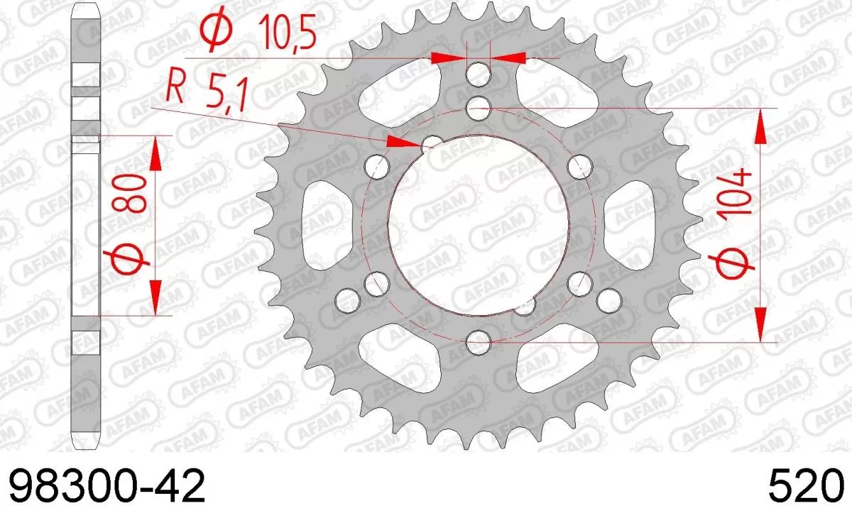 AFAM Sprocket Rear Steel 42T - 520