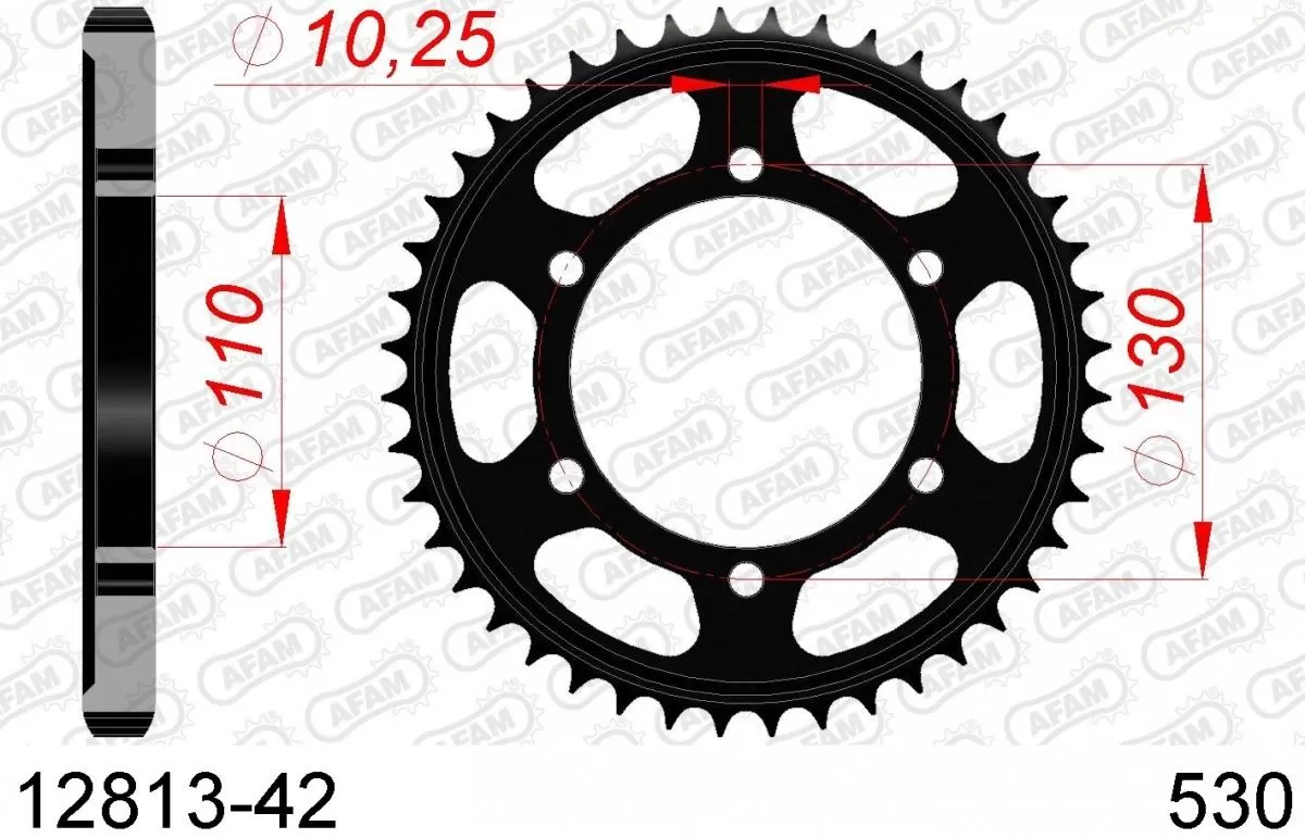 AFAM Sprocket Rear Steel 42T - 530