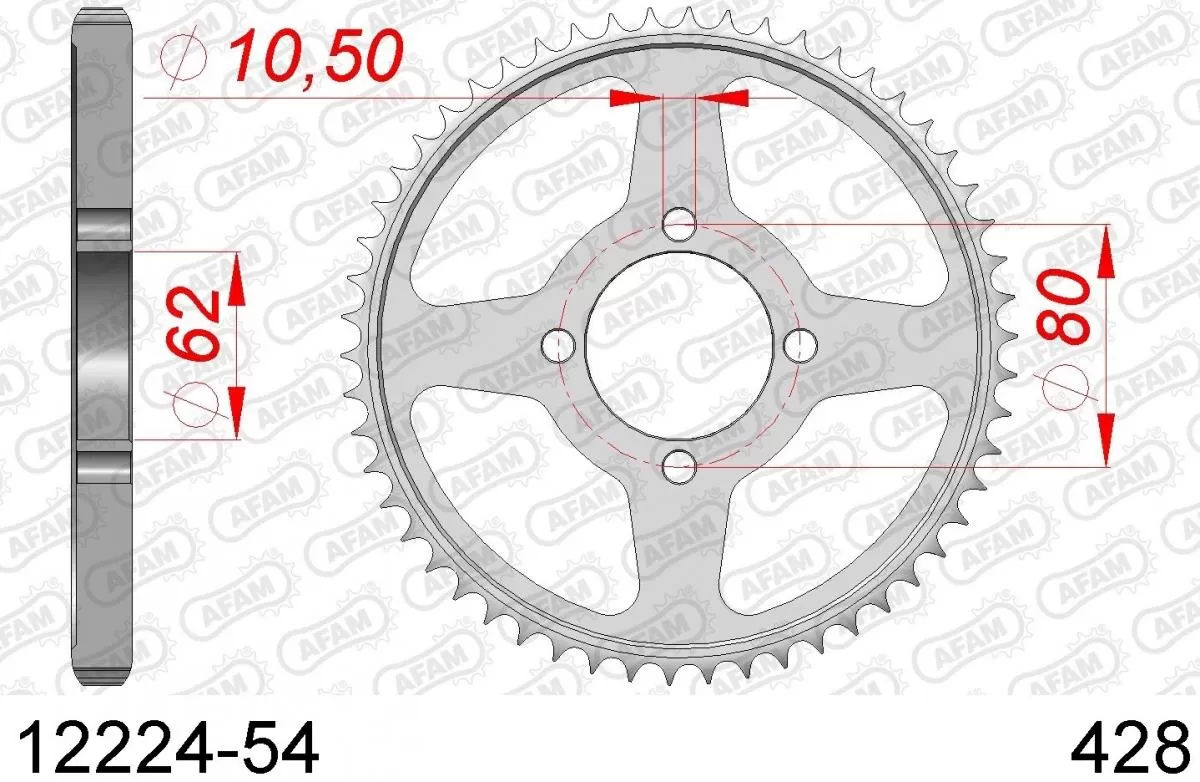 AFAM Sprocket Rear Steel 54T - 428